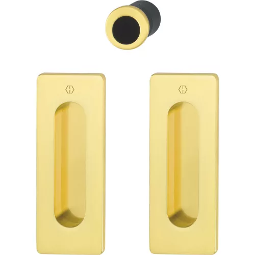 HOPPE tolóajtókagyló szett M464 - vak, szögletes rozetta, sárgaréz polírozott