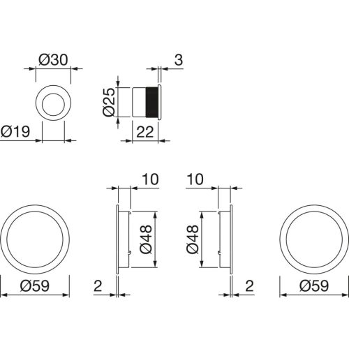 HOPPE tolóajtókagyló szett 4920 - vak kerek rozetta, alu krómozott szatinált