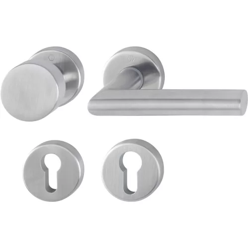 HOPPE AMSTERDAM rozettás gomb/kilincs garnitúra 37-42 mm acél matt