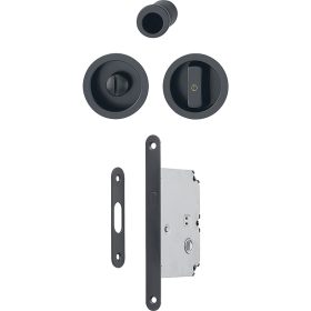   Tolóajtó kagylófogantyú szett 4920 - WC zárral, kerek, fekete matt