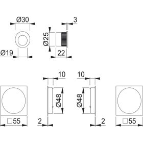   HOPPE tolóajtókagyló szett 4921 - zár nékül,szögletes vakrozetta, matt krómozott