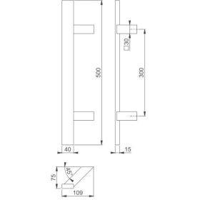   HOPPE fogantyú E5724 - szögletes ferde, 500/300, nemesacél fekete matt