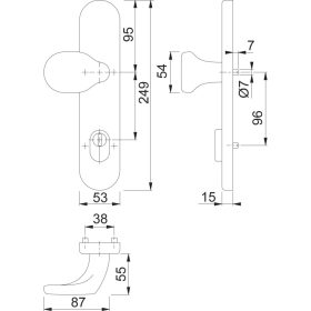   FSB kerek biztonsági cilinderrozetta PZ92 cilindervédővel, nemesacél matt