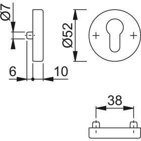   Kerek rozetta - PZ, cilindervédő nélkül, E29NSB-ZA, 65-75, rozsdamentes