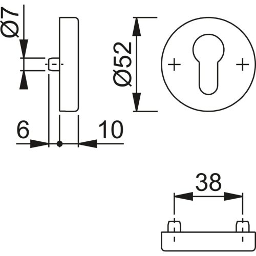 Kerek rozetta - PZ, cilindervédő nélkül, E29NSB-ZA, 65-75, rozsdamentes