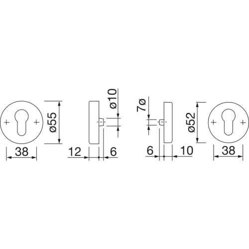 HOPPE biztonsági rozetta pár kerek, alu ezüst eloxált