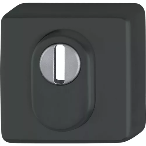 HOPPE cilinderrozetta, külső szögletes PZ cilindervédővel, nemesacél fekete matt