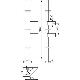   HOPPE fogantyú E5724 - szögletes ferde, 1800/1300, nemesacél matt