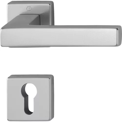 AUSTIN rozettás PZ kilincsgarnitúra, alumínium nemesacél hatású