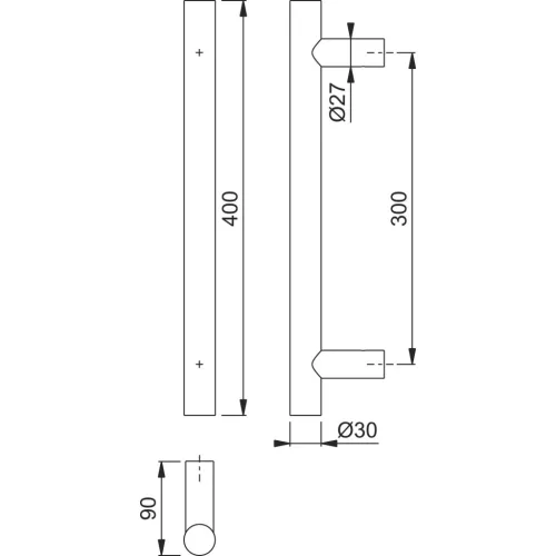 HOPPE ajtófogantyú E5011 400/300 rozsdamentes acél