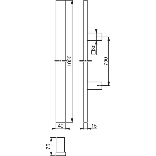 HOPPE fogantyú E5726 - egyenes, szögletes, 1000/700, nemesacél matt