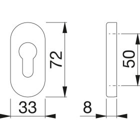 Biztonsági ovális PZ rozetta belső rozsdamentes