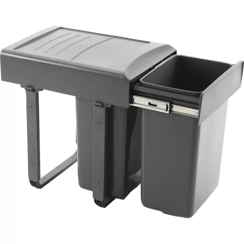 EKOTECH beépíthető hulladékgyüjtő Mega 40 2 x 20 liter műanyag világosszürke