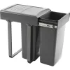 EKOTECH beépíthető hulladékgyüjtő Mega 45 2 x 26 liter műanyag világosszürke
