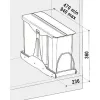 EKOTECH beépíthető hulladékgyüjtő Patty 30 3 x 8 liter műanyag világosszürke
