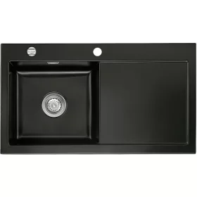   SYSTEMCERAM beépíthető mosogató Mera 90 900 x 510 mm jobbos csepptálca Nigra