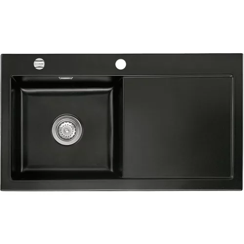 SYSTEMCERAM beépíthető mosogató Mera 90 900 x 510 mm jobbos csepptálca Nigra