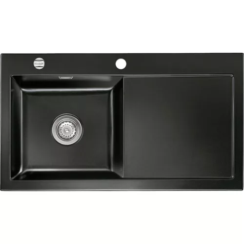 SYSTEMCERAM beép. mosogató Mera 90 900 x 510 mm jobbos cseppt. Nero exc.