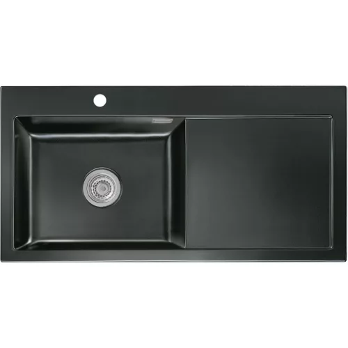 SYSTEMCERAM beép. mosogató Mera 100 SL 1000 x 510 mm jobbos cseppt. Nero