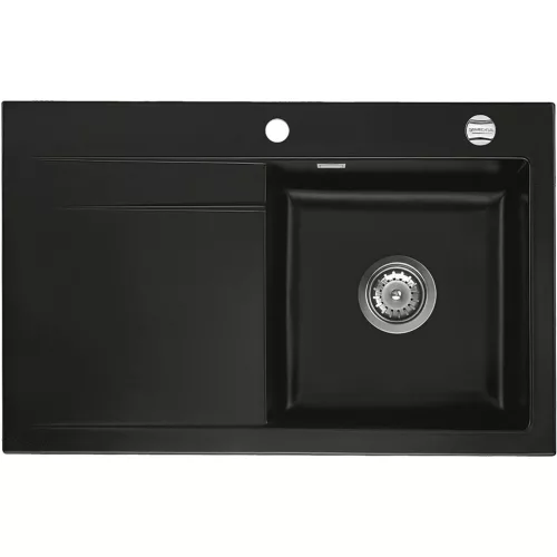 SYSTEMCERAM beép. mosogató Stema 80 800 x 510 mm ą15% balos cseppt. Nigra
