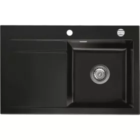   SYSTEMCERAM beép. mosogató Stema 80 exc. 800 x 510 mm balos cseppt. Nero