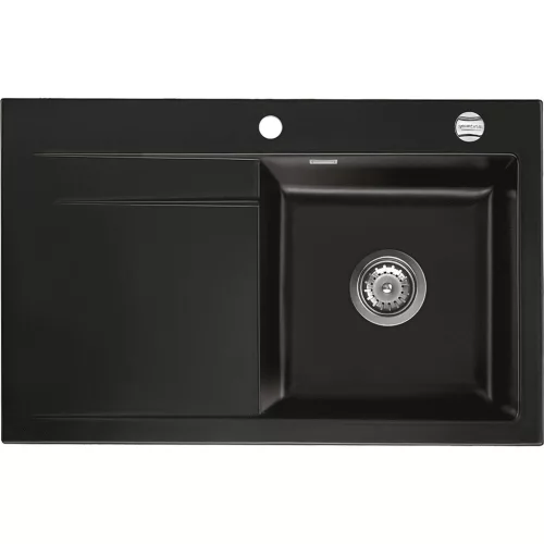 SYSTEMCERAM beép. mosogató Stema 80 exc. 800 x 510 mm balos cseppt. Nero