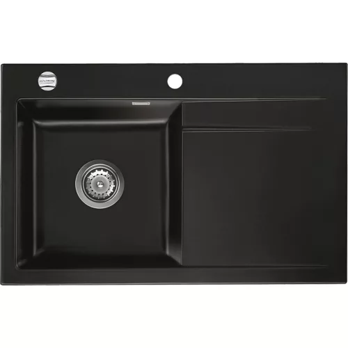 SYSTEMCERAM beép. mosogató Stema 80 exc. 800 x 510 mm jobbos cseppt. Nero