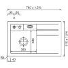 SYSTEMCERAM beép. mosogató Bela 78 exc. 780 x 510 mm jobbos cseppt. Nero