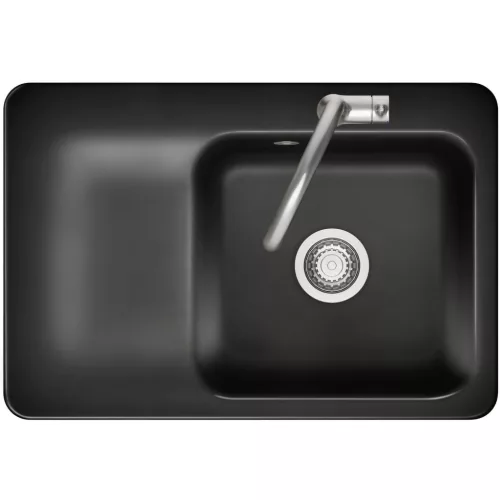 SYSTEMCERAM beépíthető mosogató Juna 75 750 x 510 mm balos csepptálca Nero
