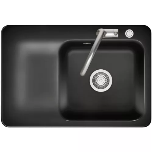 SYSTEMCERAM beépíthető mosogató Juna 75 excenter 750 x 510 mmtálca ba Nero