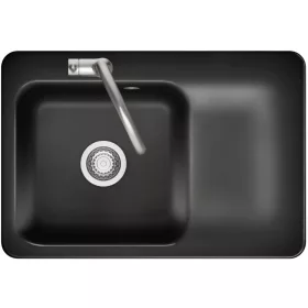   SYSTEMCERAM beépíthető mosogató Juna 75 750 x 510 mm jobbos csepptálca Nero