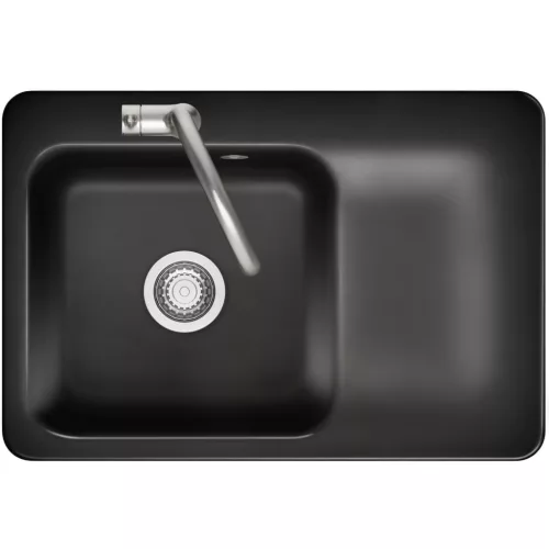 SYSTEMCERAM beépíthető mosogató Juna 75 750 x 510 mm jobbos csepptálca Nero