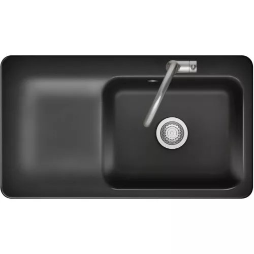 SYSTEMCERAM beépíthető mosogató Juna 90 900 x 510 mm balos csepptálca Nero