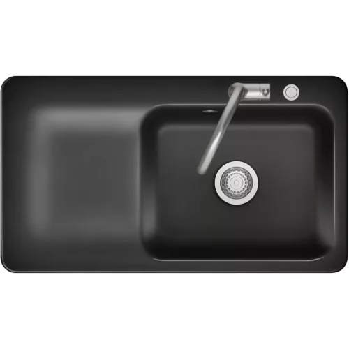 SYSTEMCERAM beépíthető mosogató Juna 90 excenter 900 x 510 mmtálca ba Nero