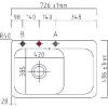 SYSTEMCERAM szintbe építhető mosogató Juna 75 F 726 x 486 mmtálca jobbNero