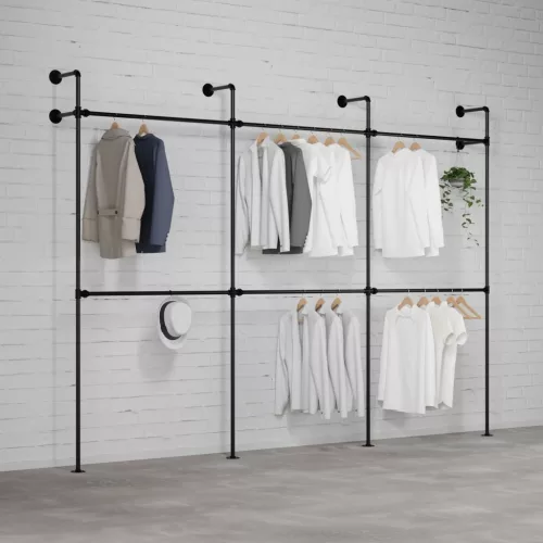 Walteco DARIO III DOUBLE - Rusticline gardróbszekrény szett, falra szerelhető, 3330x2320mm