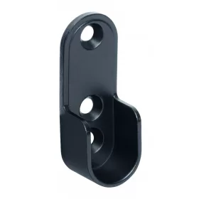 Ovális ruhaakasztó rúdtartó 30x15mm fekete 2 db.
