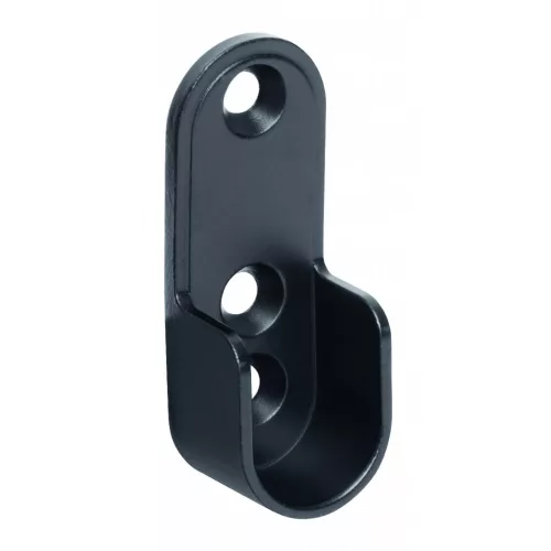 Ovális ruhaakasztó rúdtartó 30x15mm fekete 2 db.