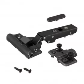   35 mm-es csésze alakú zsanér fekete kiadás terhelhető rápattintható integrált csillapítással