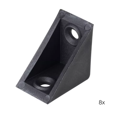 Csatlakozó szögidom 25x25x174mm műanyag fekete 8 db.