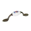 Della bútorfogantyú 76 mm-es tengelytávolság virágok porcelán/antik sárgaréz