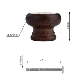 Óra bútorgomb-garnitúra 40 mm átmérőjű diófa 4 db