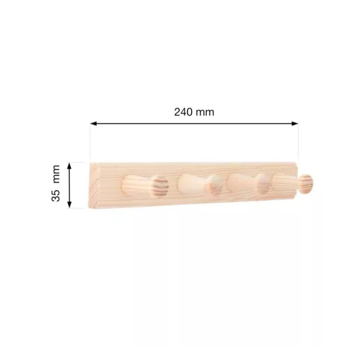 Ruhatartó 240x35mm 4 akasztóval fenyő