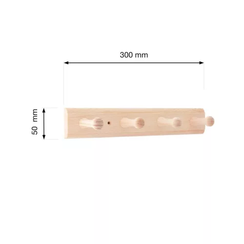 Ruhatartó állvány 300x50mm 4 akasztóval fenyő