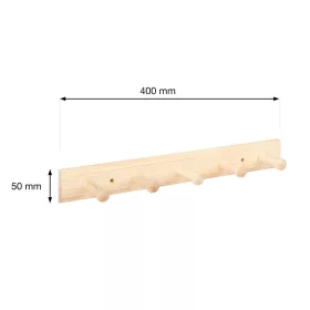 Ruhatartó 400x50mm 5 akasztóval fenyő