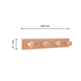 300 mm-es kabáttartó 4 akasztóval lakkozott bükkfa