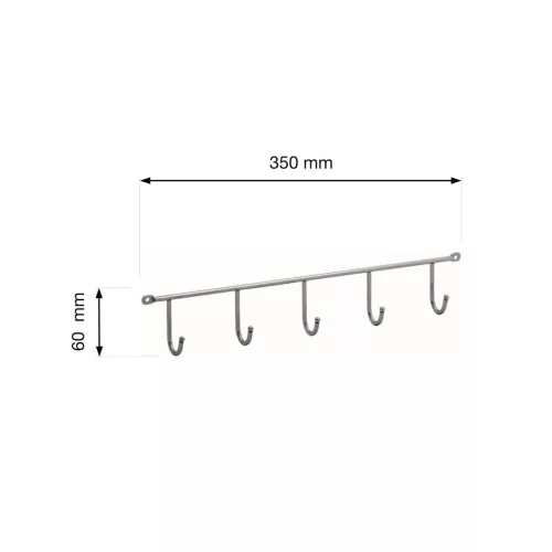 Ruhatartó állvány 350x60mm 5 akasztóval króm