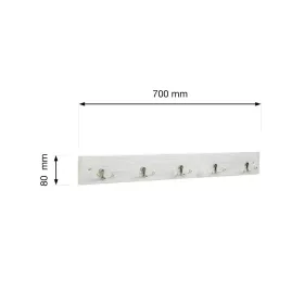   Ruhatartó állvány 700x80 mm 5 akasztóval karcos fa fehér