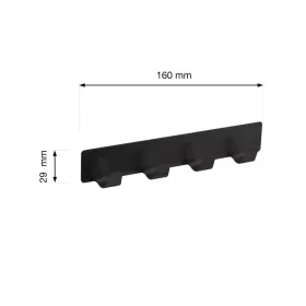 Öntapadós akasztó négy akasztóval matt fekete