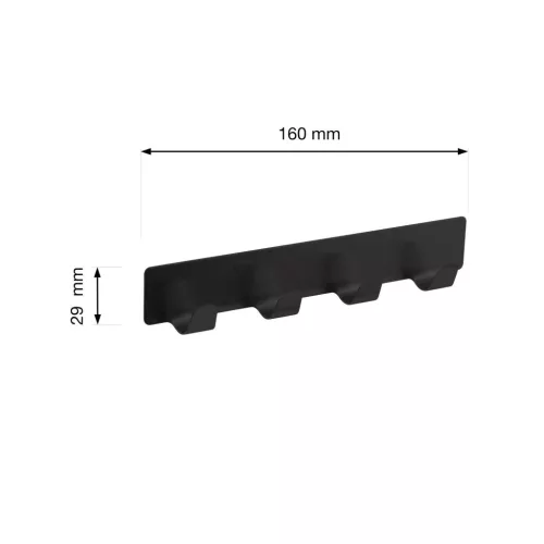 Öntapadós akasztó négy akasztóval matt fekete